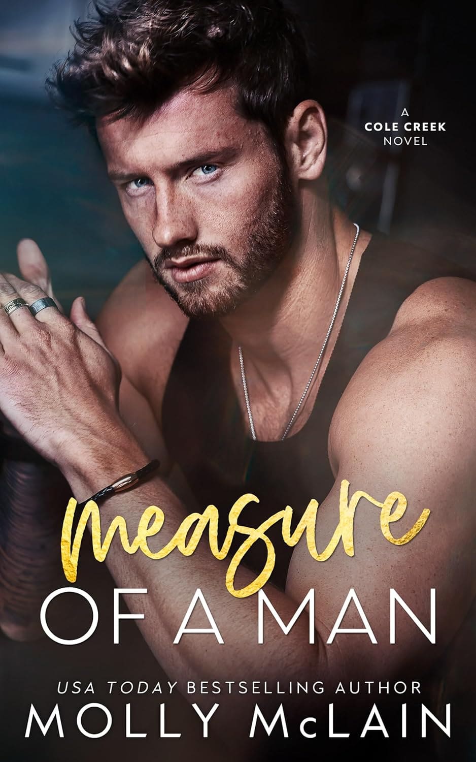 Model cover of messy light brown haired man for Molly McLain's Measure of a Man book